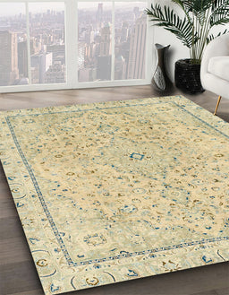Machine Washable Abstract Brown Gold Rug in a Family Room, wshabs2108