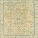 Square Machine Washable Abstract Brown Gold Rug, wshabs2108