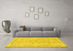 Machine Washable Abstract Yellow Modern Rug in a Living Room, wshabs2108yw