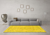 Machine Washable Abstract Yellow Modern Rug, wshabs2108yw