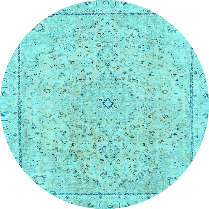 Round Abstract Light Blue Modern Rug, abs2108lblu