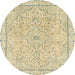 Round Machine Washable Abstract Brown Gold Rug, wshabs2108