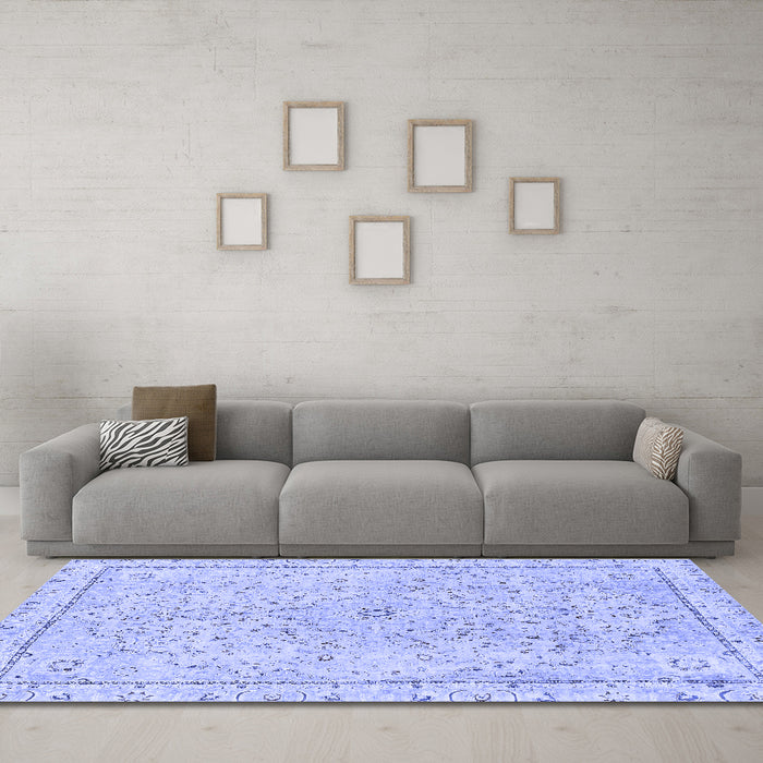 Machine Washable Abstract Blue Modern Rug in a Living Room, wshabs2108blu
