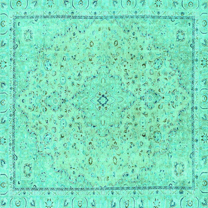 Square Abstract Turquoise Modern Rug, abs2108turq