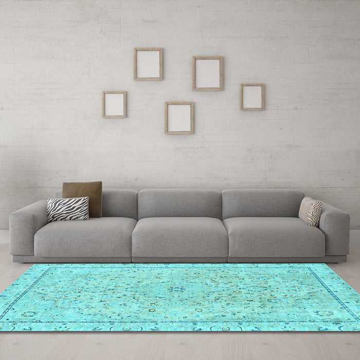 Machine Washable Abstract Light Blue Modern Rug in a Living Room, wshabs2108lblu