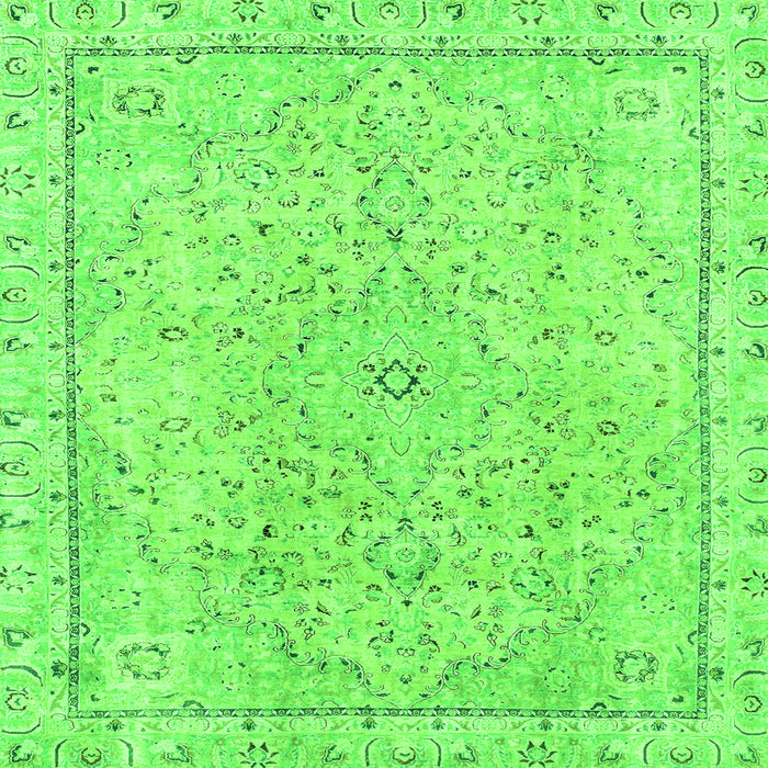 Square Machine Washable Abstract Green Modern Area Rugs, wshabs2108grn