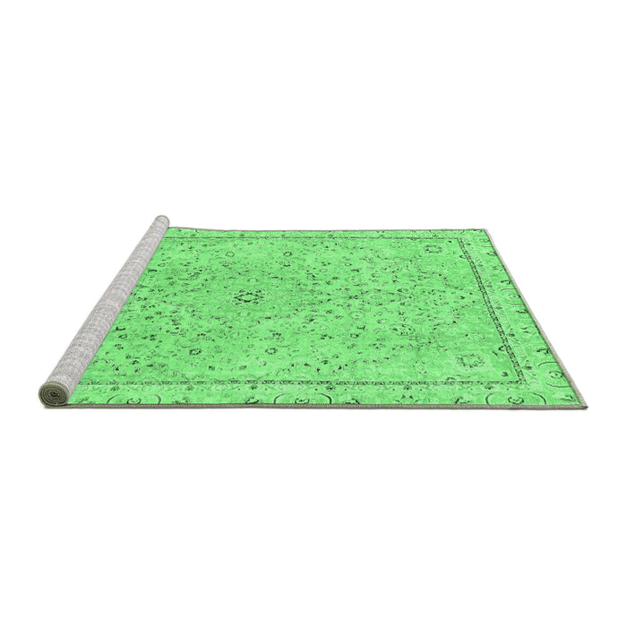 Sideview of Machine Washable Abstract Emerald Green Modern Area Rugs, wshabs2108emgrn