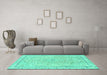 Machine Washable Abstract Turquoise Modern Area Rugs in a Living Room,, wshabs2108turq