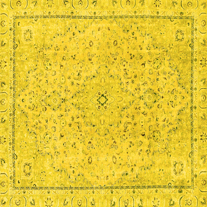 Square Machine Washable Abstract Yellow Modern Rug, wshabs2108yw