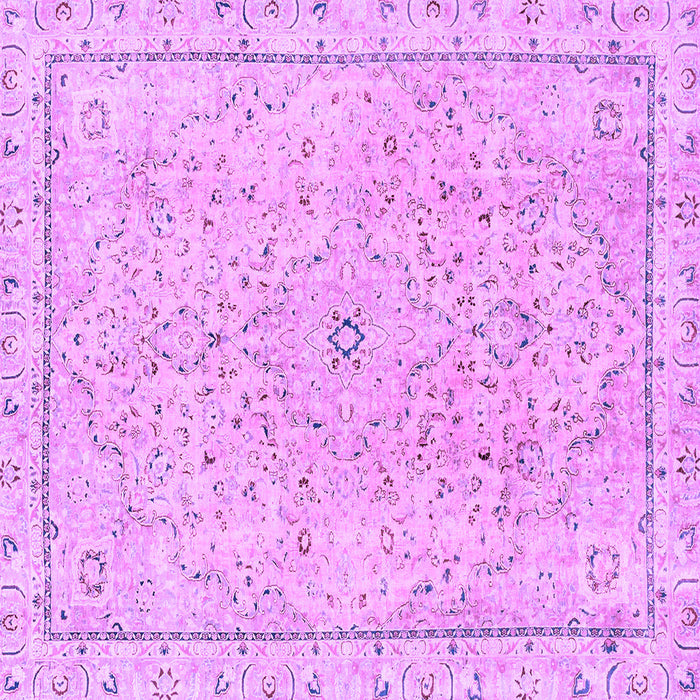 Square Machine Washable Abstract Purple Modern Area Rugs, wshabs2108pur