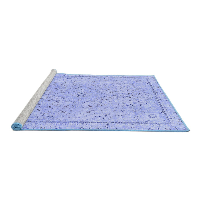 Sideview of Machine Washable Abstract Blue Modern Rug, wshabs2108blu