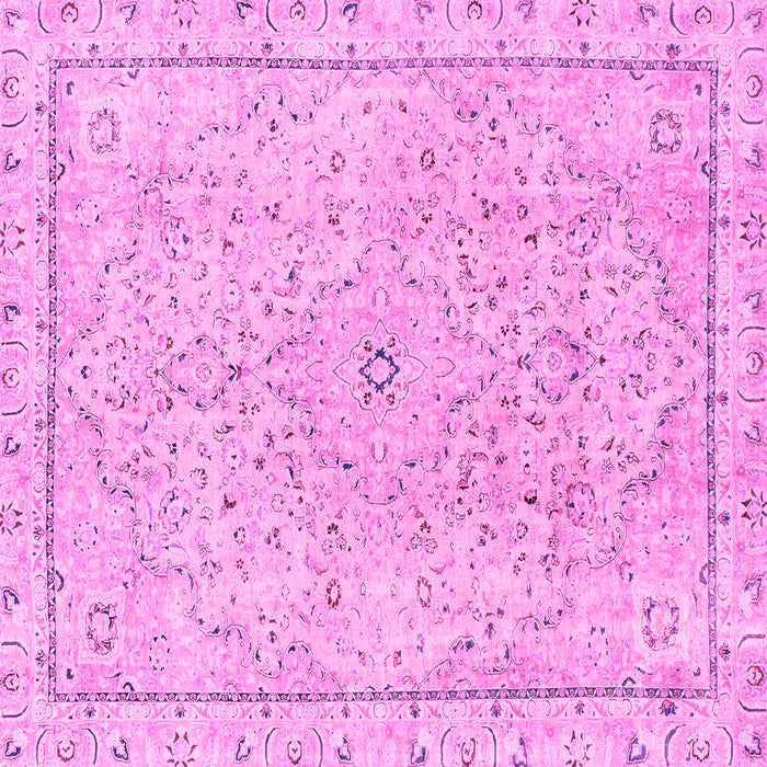 Square Machine Washable Abstract Pink Modern Rug, wshabs2108pnk