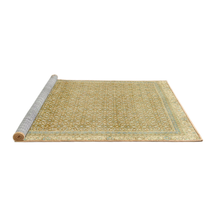 Sideview of Machine Washable Abstract Brown Gold Rug, wshabs2109