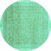 Round Abstract Turquoise Modern Rug, abs2109turq