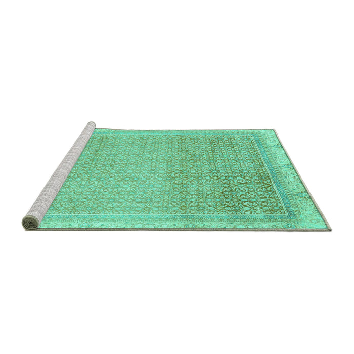 Sideview of Machine Washable Abstract Turquoise Modern Area Rugs, wshabs2109turq