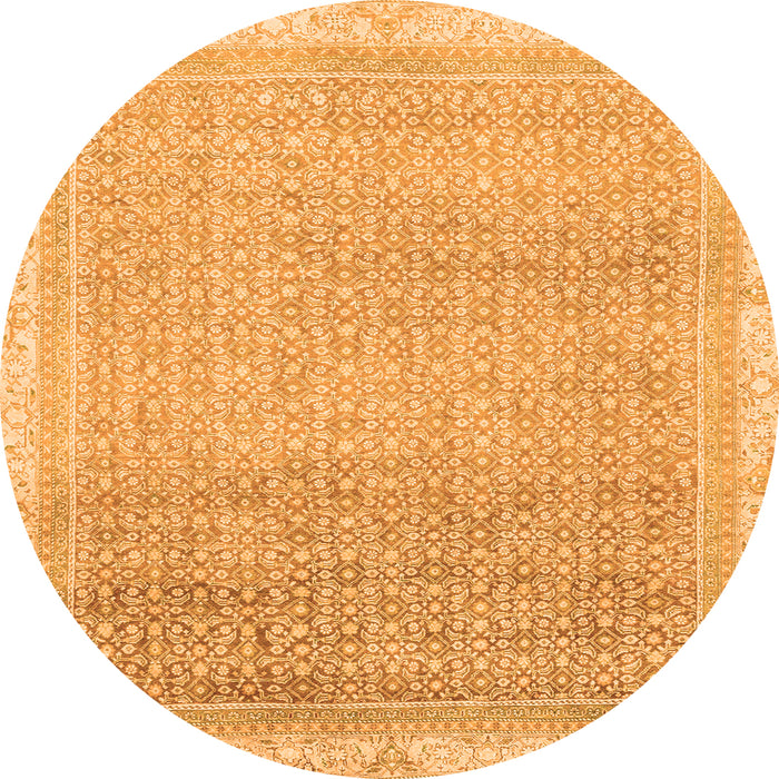 Round Machine Washable Abstract Orange Modern Area Rugs, wshabs2109org