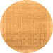 Round Machine Washable Abstract Orange Modern Area Rugs, wshabs2109org