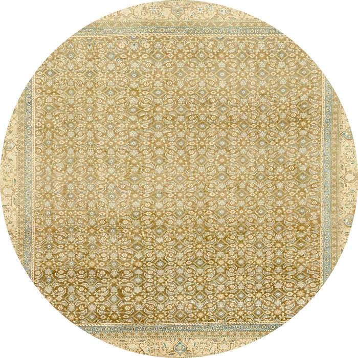 Round Abstract Brown Gold Modern Rug, abs2109
