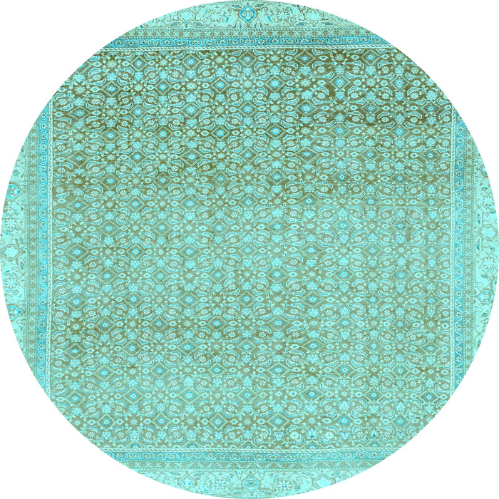 Round Abstract Light Blue Modern Rug, abs2109lblu