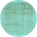 Round Abstract Light Blue Modern Rug, abs2109lblu