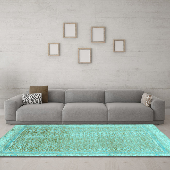 Machine Washable Abstract Light Blue Modern Rug in a Living Room, wshabs2109lblu