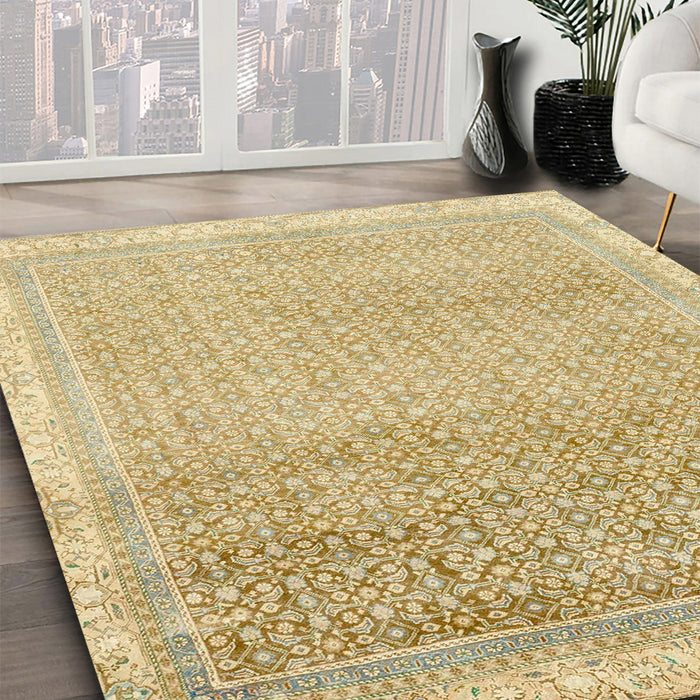 Machine Washable Abstract Brown Gold Rug in a Family Room, wshabs2109