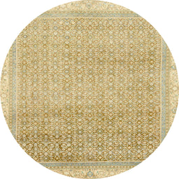 Round Machine Washable Abstract Brown Gold Rug, wshabs2109
