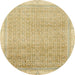 Round Machine Washable Abstract Brown Gold Rug, wshabs2109