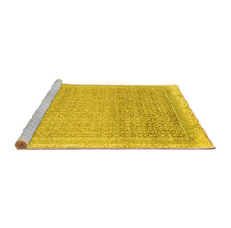 Sideview of Machine Washable Abstract Yellow Modern Rug, wshabs2109yw
