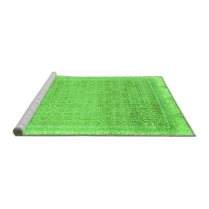 Sideview of Machine Washable Abstract Green Modern Area Rugs, wshabs2109grn