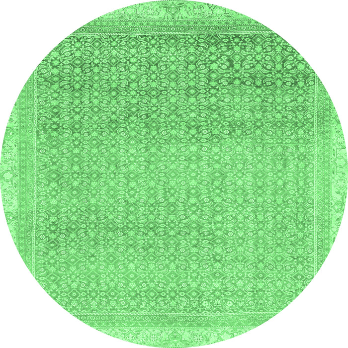 Round Abstract Emerald Green Modern Rug, abs2109emgrn