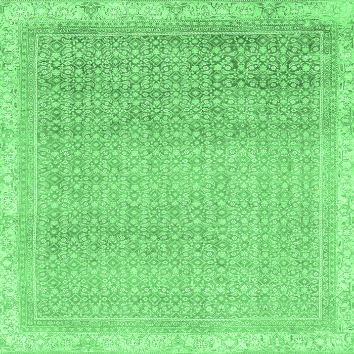 Square Machine Washable Abstract Emerald Green Modern Area Rugs, wshabs2109emgrn