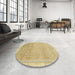 Round Machine Washable Abstract Brown Gold Rug in a Office, wshabs2109