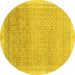 Round Machine Washable Abstract Yellow Modern Rug, wshabs2109yw