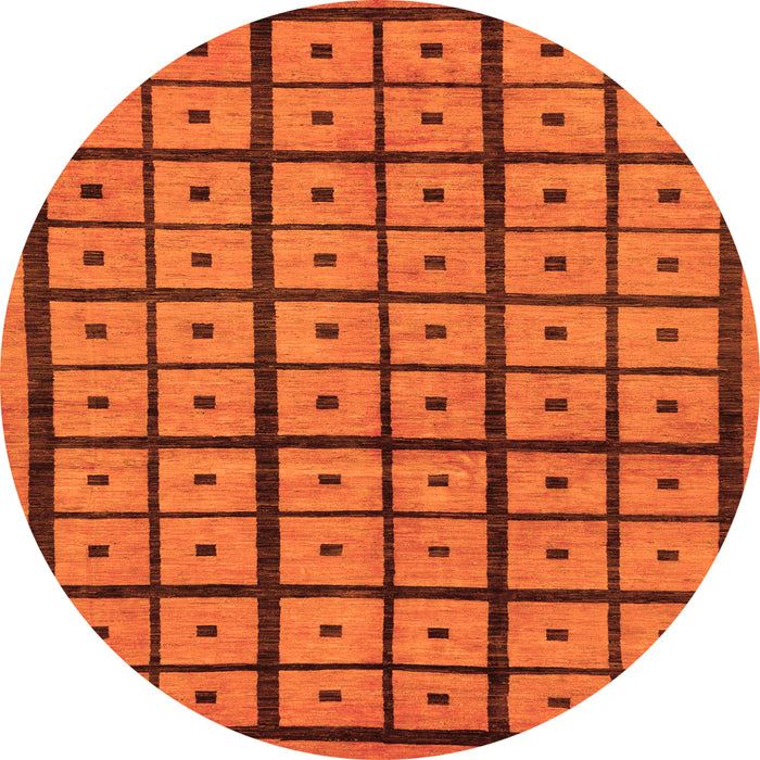 Round Machine Washable Abstract Orange Modern Area Rugs, wshabs210org