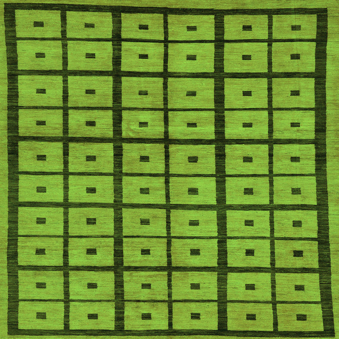 Square Machine Washable Abstract Green Modern Area Rugs, wshabs210grn