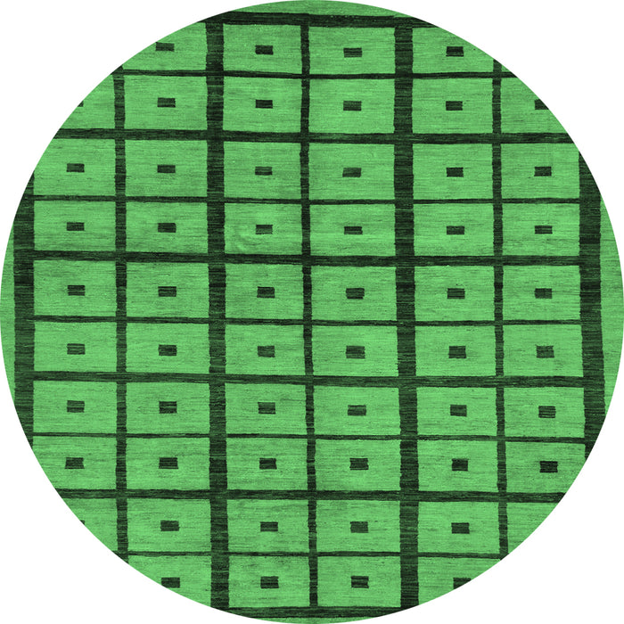 Round Abstract Emerald Green Modern Rug, abs210emgrn