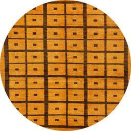 Round Machine Washable Abstract Dark Orange Rug, wshabs210