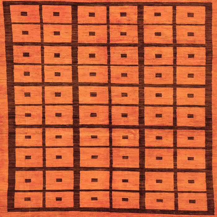 Square Machine Washable Abstract Orange Modern Area Rugs, wshabs210org