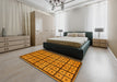 Abstract Dark Orange Modern Rug in a Bedroom, abs210