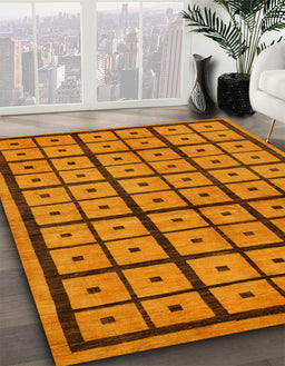 Machine Washable Abstract Dark Orange Rug in a Family Room, wshabs210