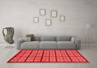 Machine Washable Abstract Red Modern Rug, wshabs210red