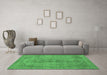 Machine Washable Abstract Emerald Green Modern Area Rugs in a Living Room,, wshabs2110emgrn