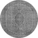 Round Machine Washable Abstract Gray Modern Rug, wshabs2110gry