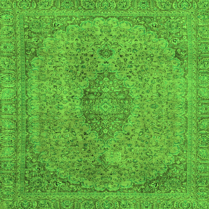 Square Machine Washable Abstract Green Modern Area Rugs, wshabs2110grn