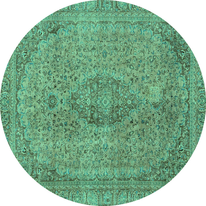 Round Abstract Turquoise Modern Rug, abs2110turq