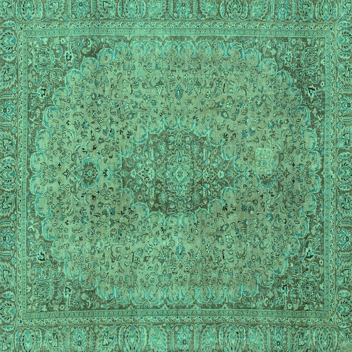 Square Machine Washable Abstract Turquoise Modern Area Rugs, wshabs2110turq