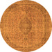 Round Abstract Orange Modern Rug, abs2110org