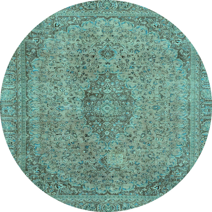 Round Machine Washable Abstract Light Blue Modern Rug, wshabs2110lblu
