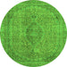 Round Abstract Green Modern Rug, abs2110grn